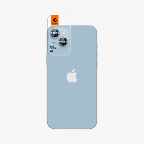AGL07163 - iPhone 15 Pro / 15 Pro Max Optik Pro Lens Protector in natural titanium showing the device